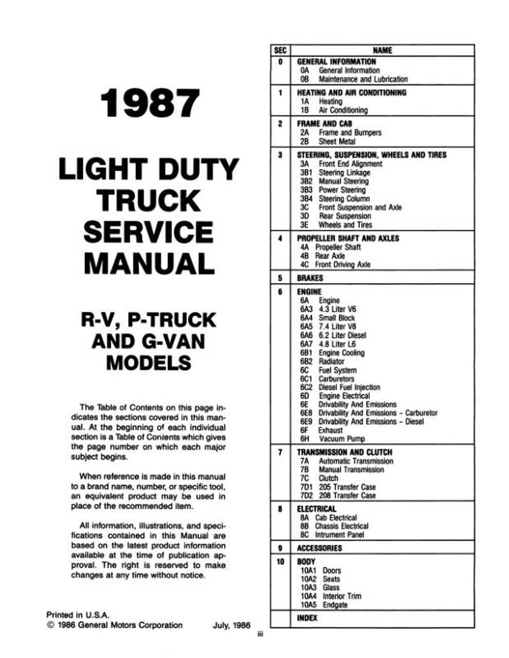 1987 chevy truck repair manual