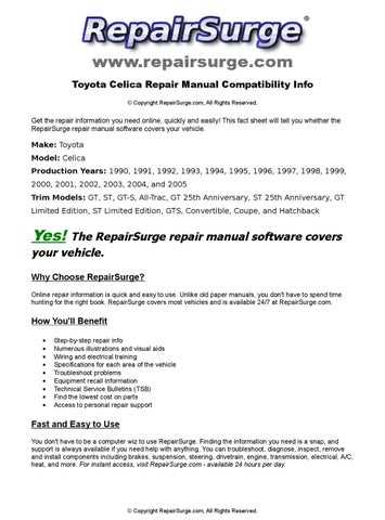 1993 toyota celica repair manual