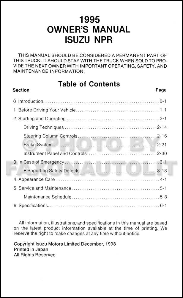 1995 isuzu npr repair manual