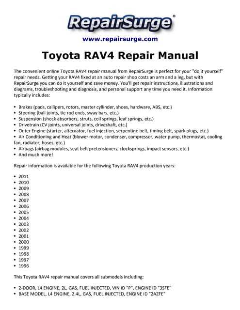 1997 toyota tacoma repair manual