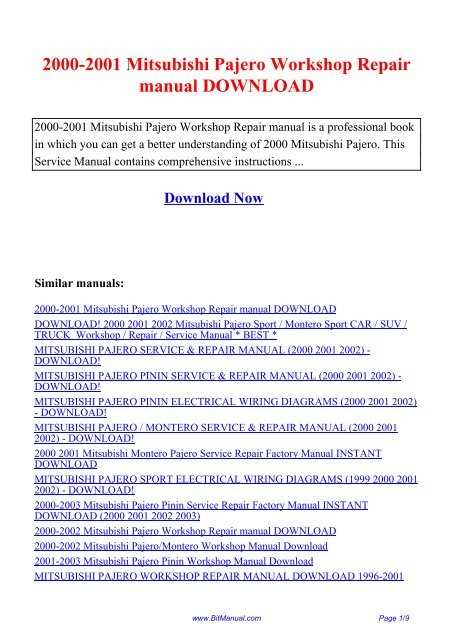 1998 mitsubishi montero repair manual