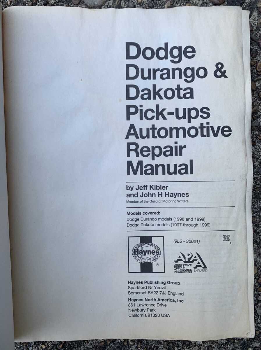 1998 dodge durango repair manual