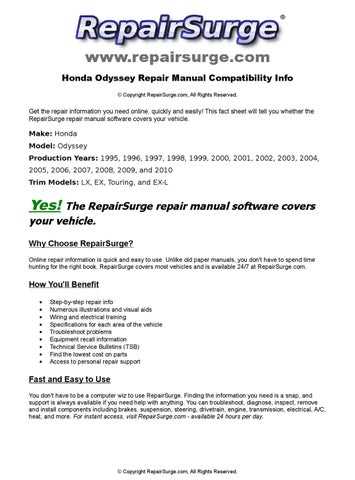 1998 honda odyssey repair manual