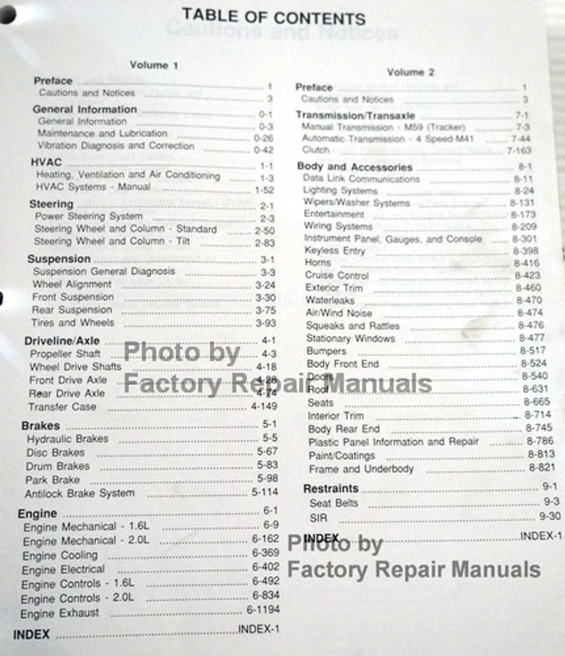 1999 chevy tracker repair manual