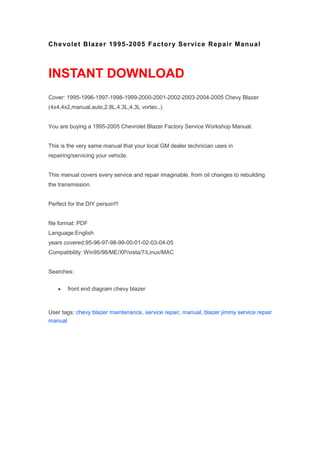 2000 chevy blazer repair manual