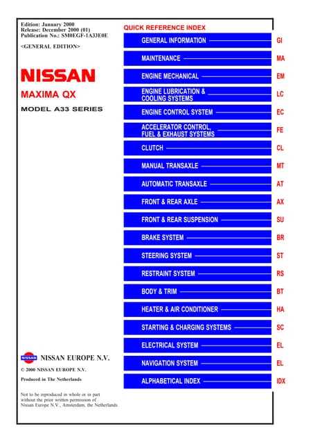 2000 nissan frontier repair manual