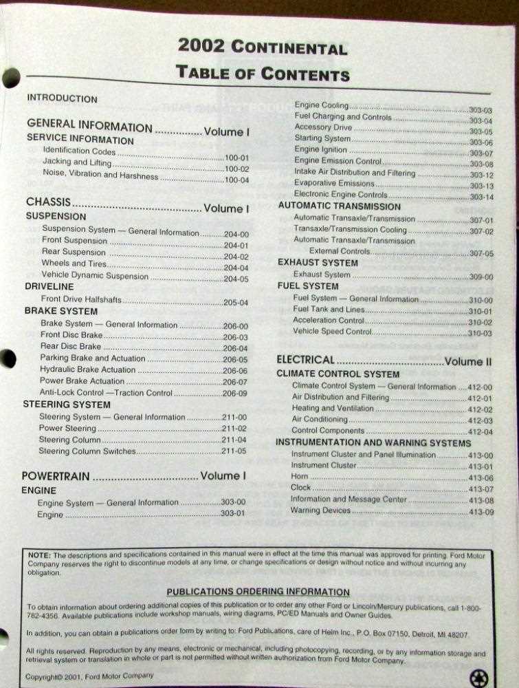 2001 lincoln continental repair manual