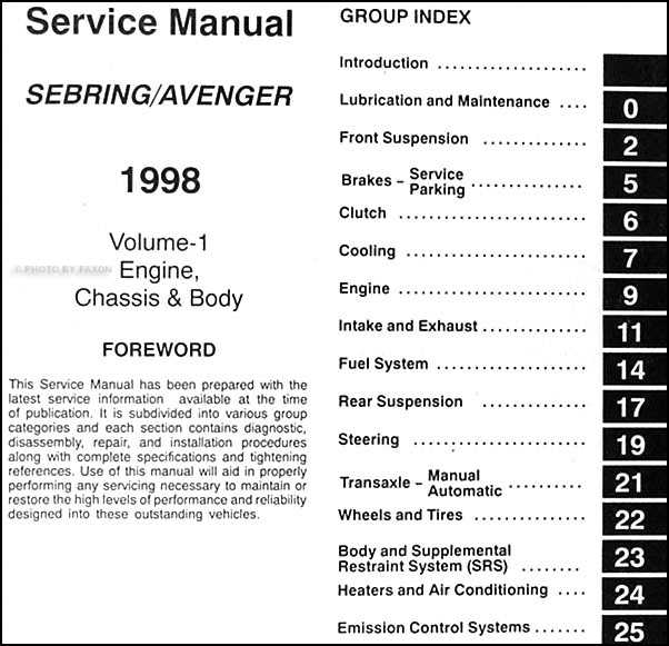 2005 chrysler sebring convertible repair manual