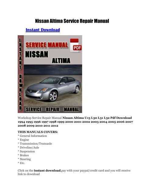 2005 nissan altima repair manual