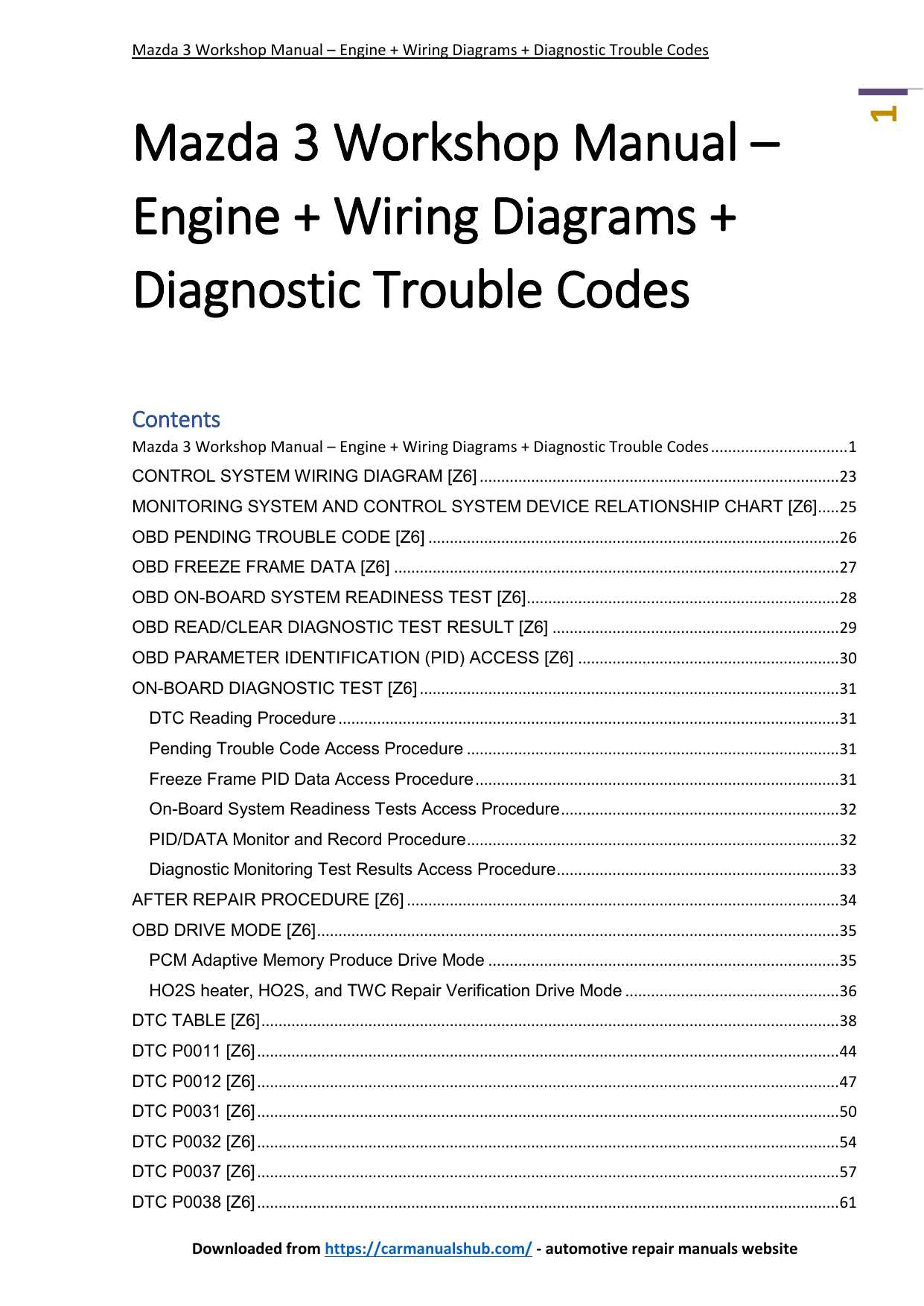 2005 mazda 3 repair manual