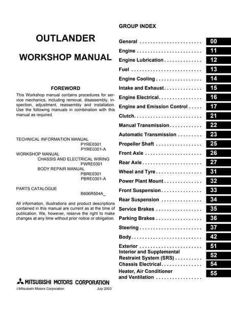 2005 mitsubishi outlander repair manual