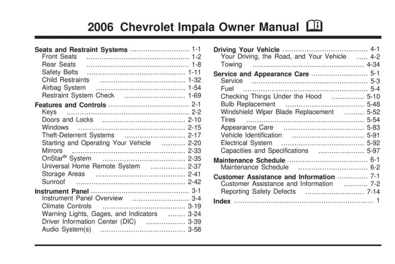 2006 chevy impala repair manual