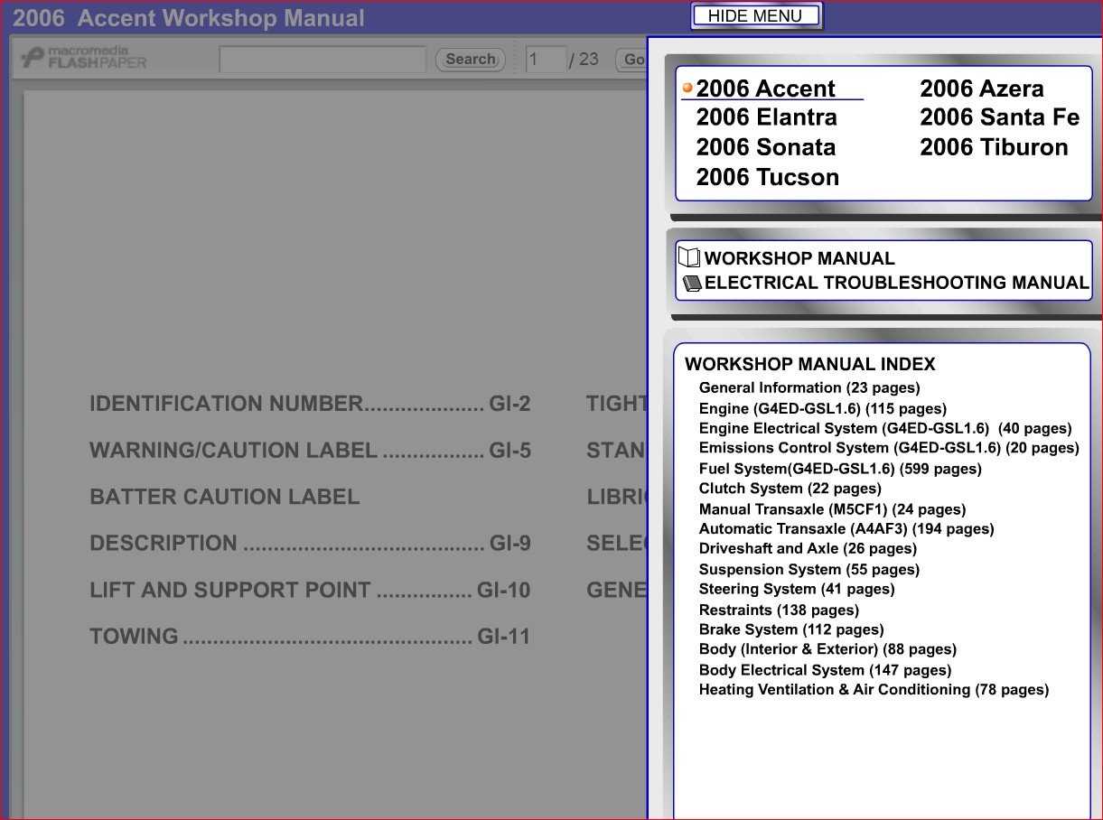 2006 hyundai azera repair manual