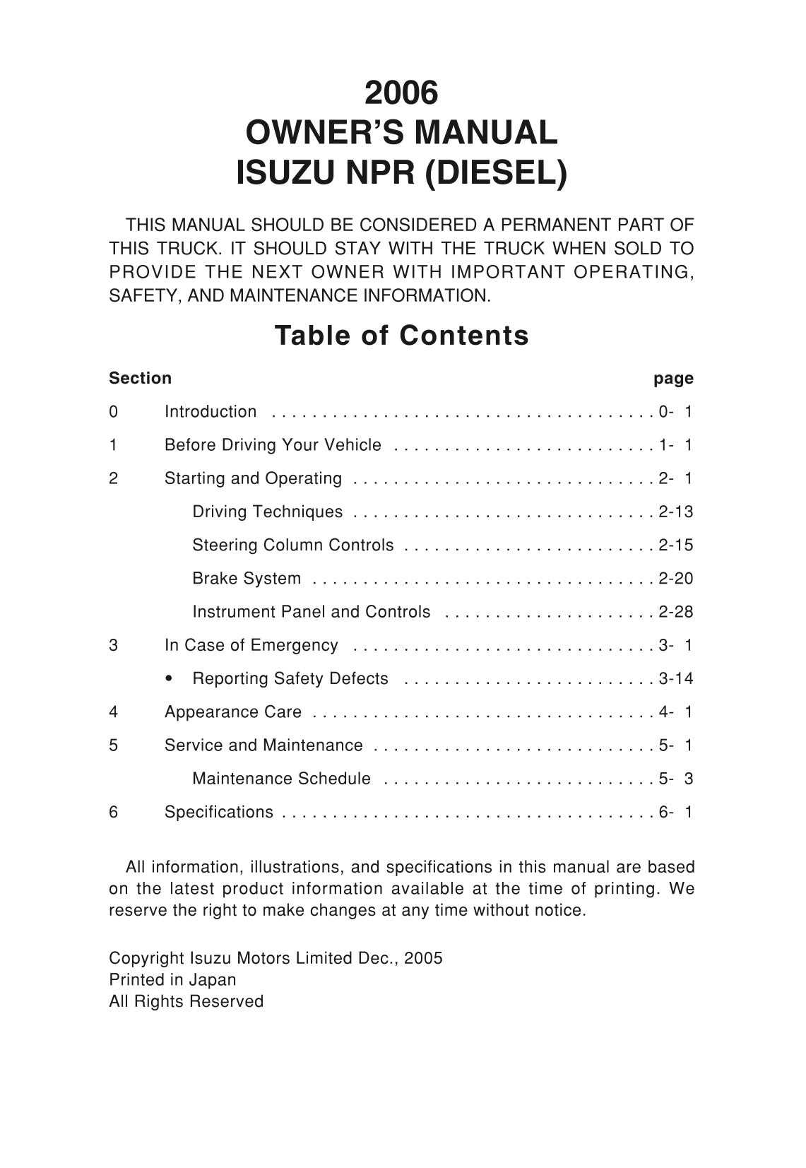 2006 isuzu npr repair manual