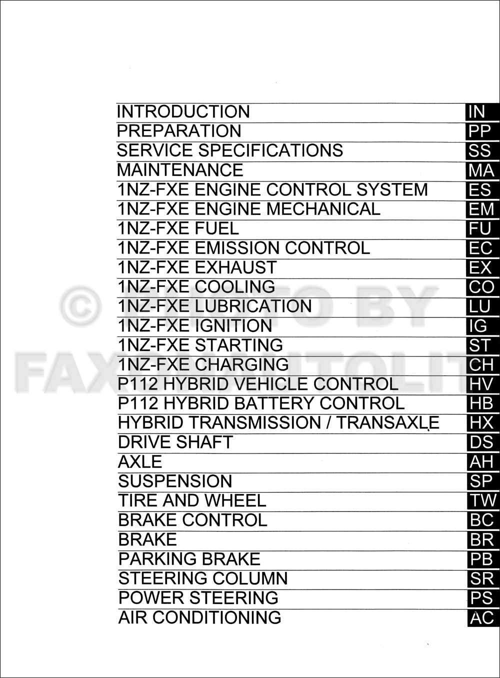 2007 toyota prius repair manual