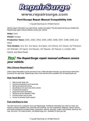 2010 ford escape repair manual