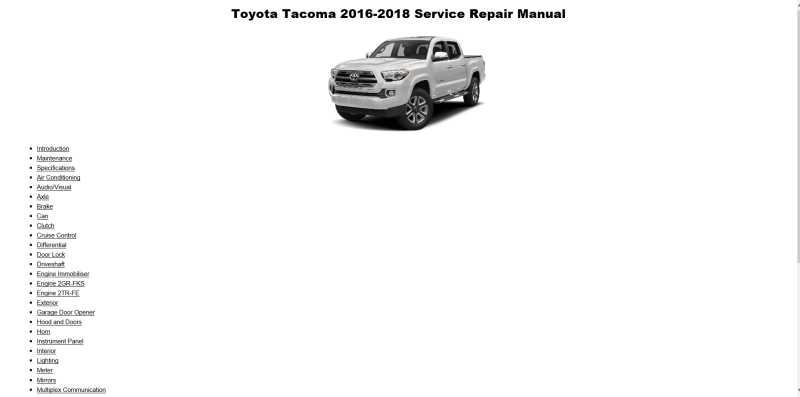 2016 toyota tacoma repair manual