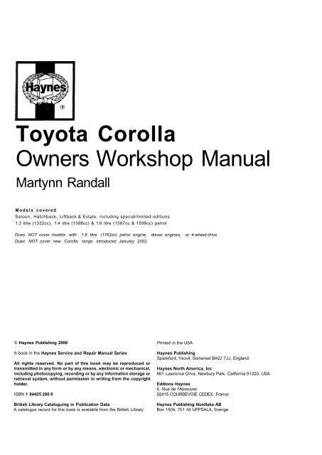 3zz engine repair manual