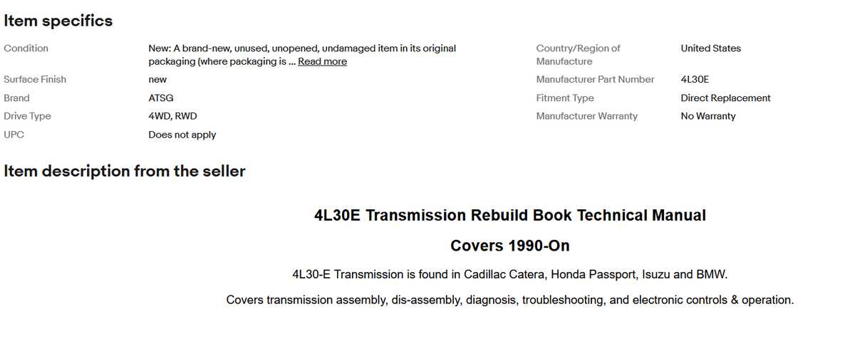 4l30e transmission repair manual