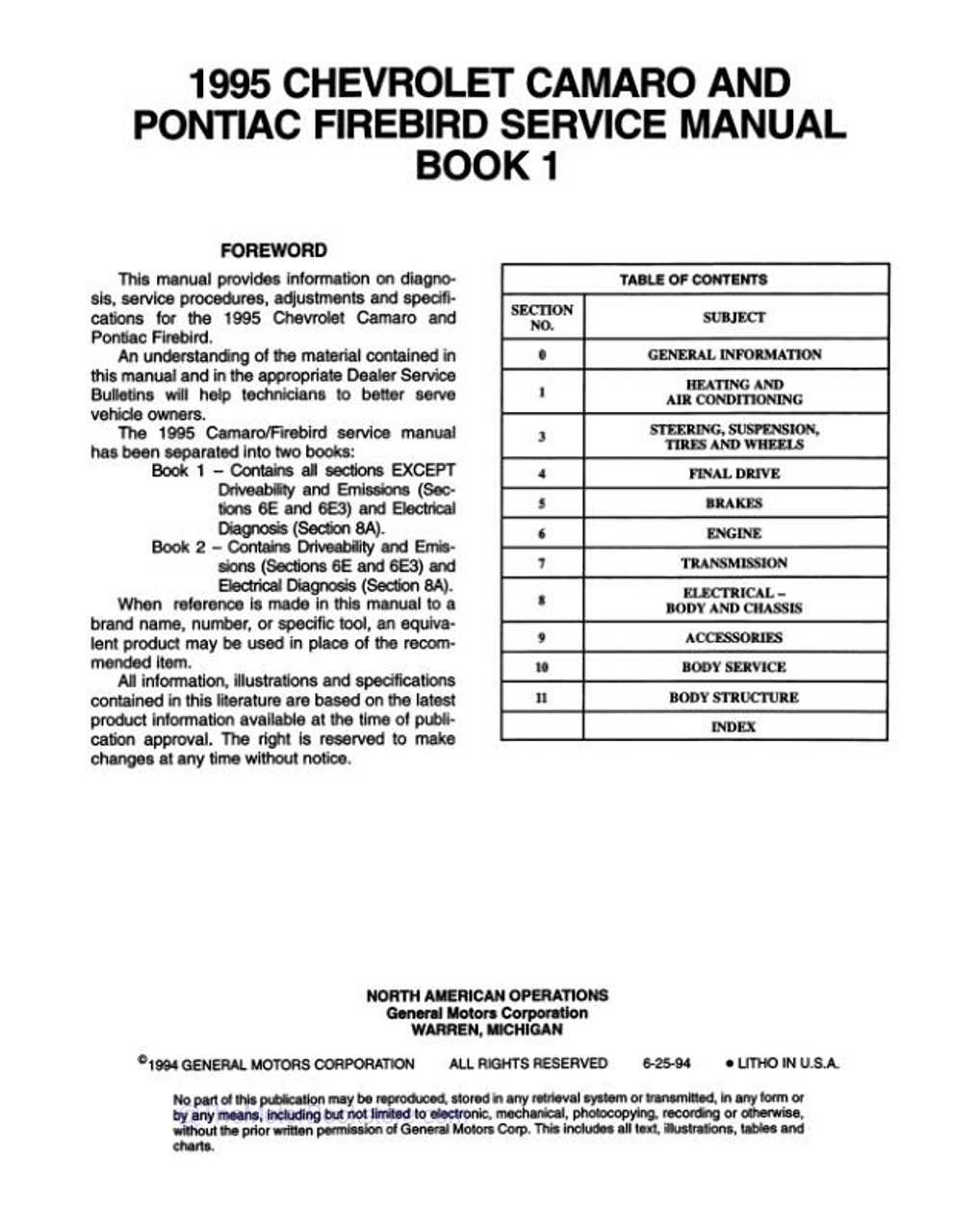 95 camaro repair manual