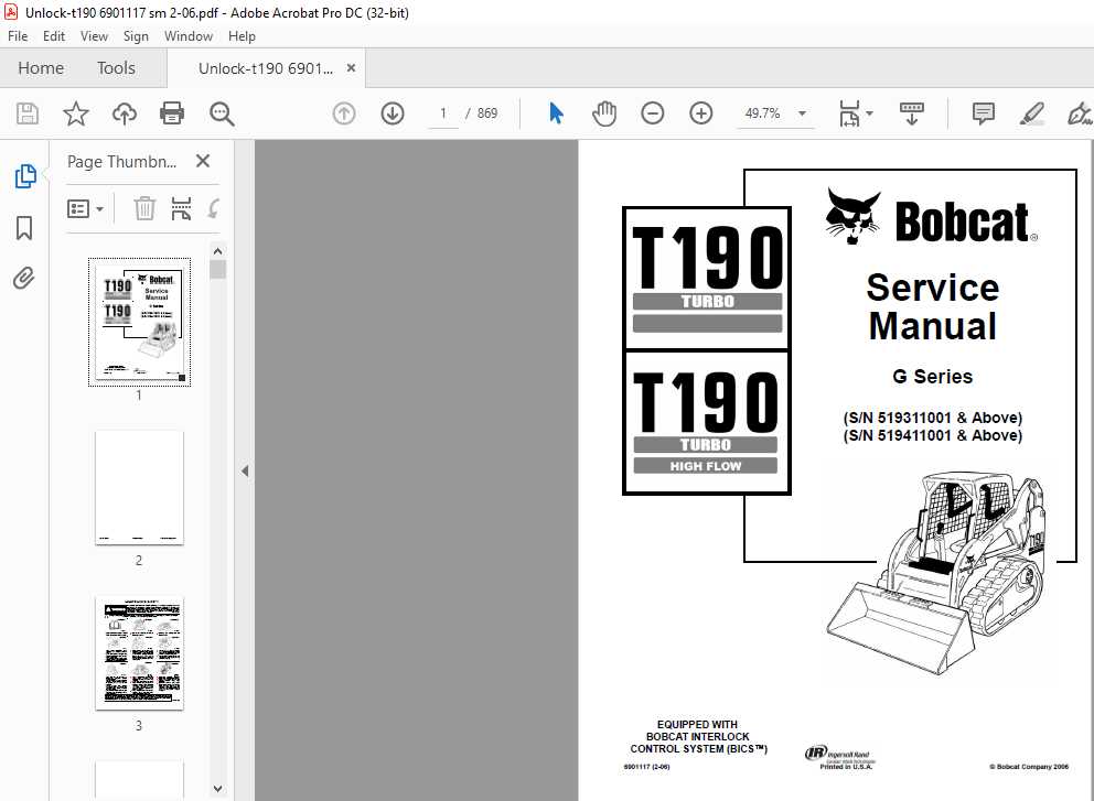 bobcat t190 repair manual