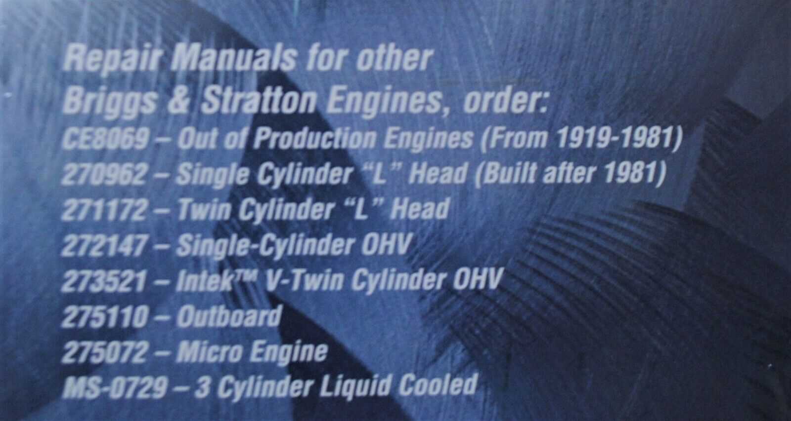 briggs & stratton 273521 intek v twin ohv repair manual