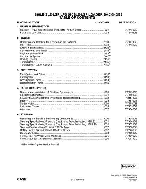 case 580 backhoe repair manual