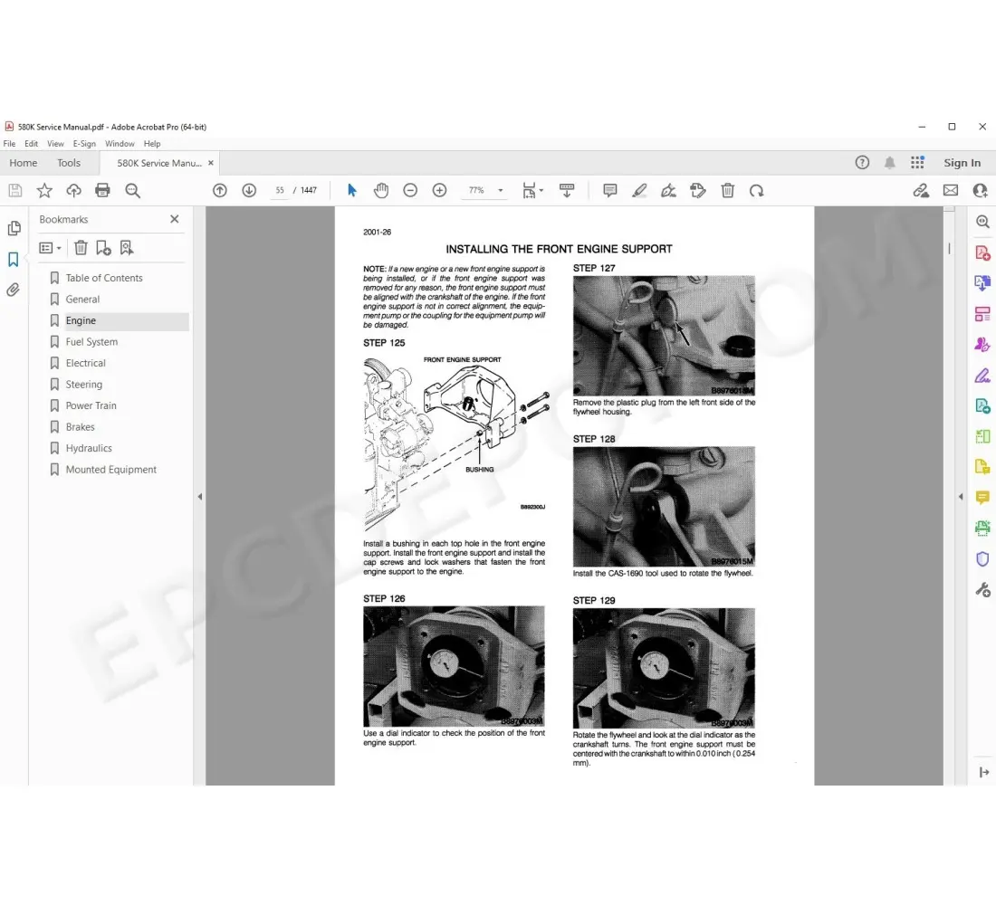 case 580k backhoe repair manual