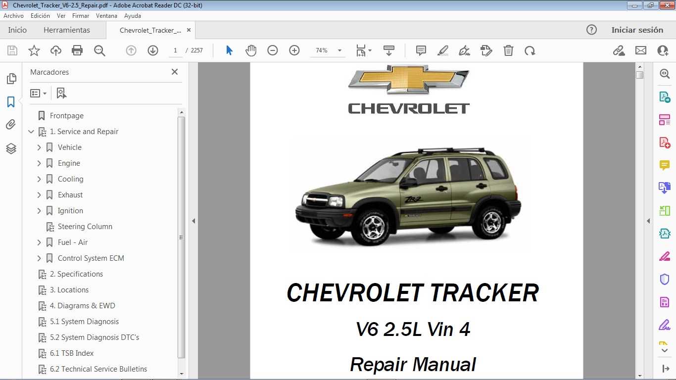 chevrolet tracker repair manual