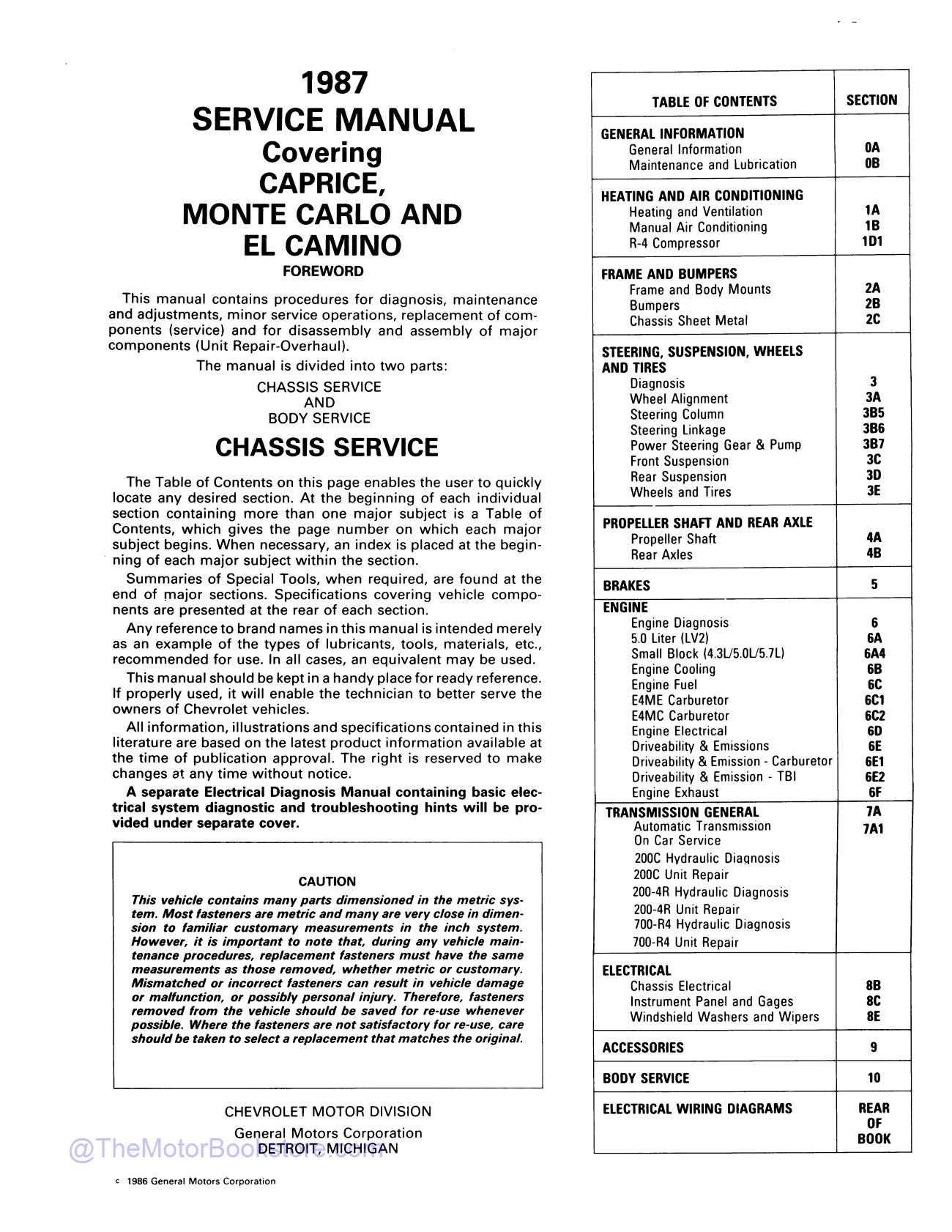 chevy caprice repair manual