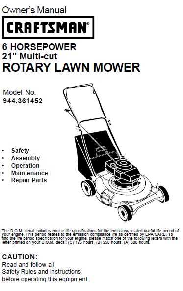 craftsman lawn mower manuals repair