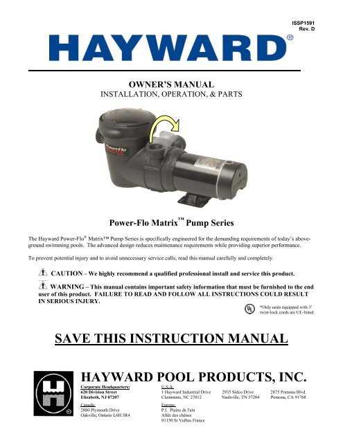 hayward super pump repair manual