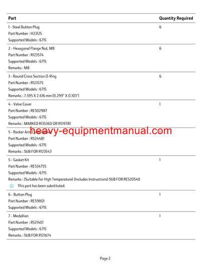 john deere 6615 repair manual