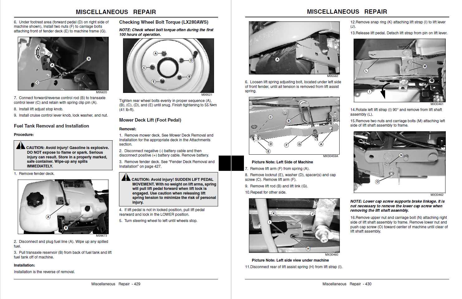 john deere lx280 repair manual