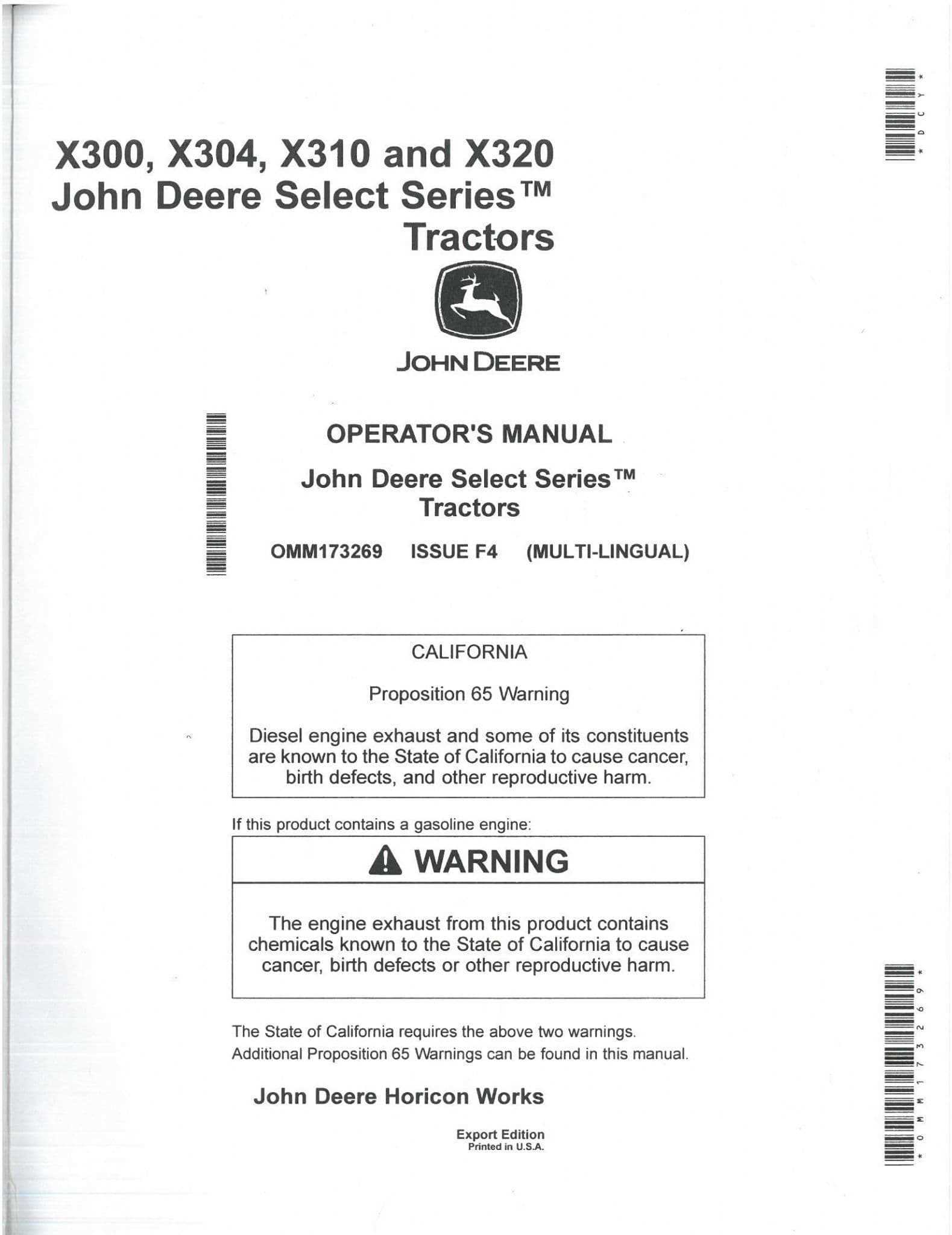 john deere x300 repair manual