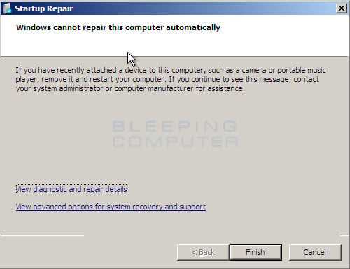 manual startup repair windows 7