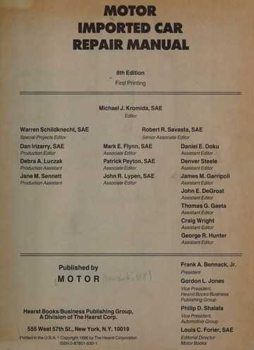 motor imported car repair manual