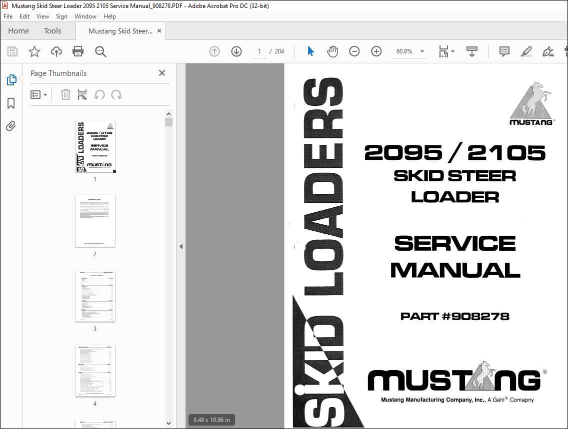 mustang skid steer repair manual