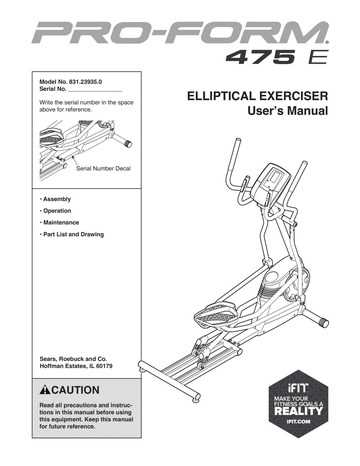 proform elliptical repair manual