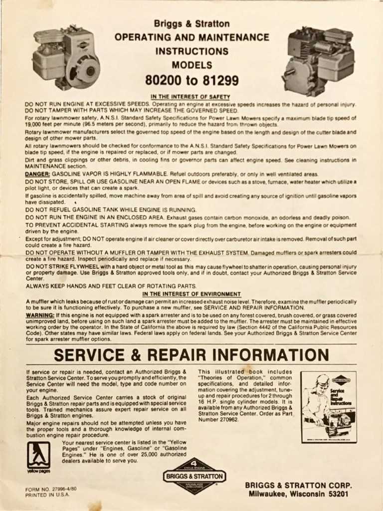 repair manual for briggs and stratton carburetor