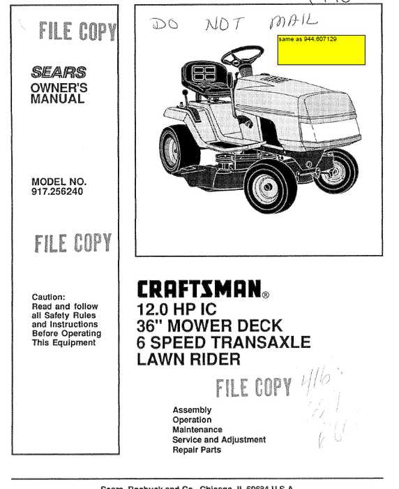 repair manual for craftsman lawn mower