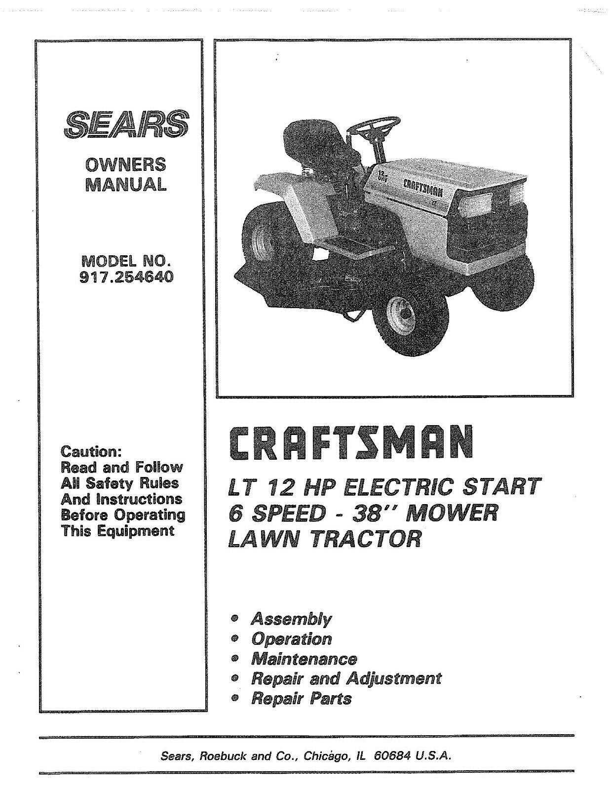 repair manual for craftsman lawn mower