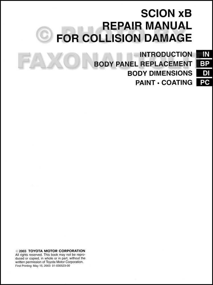 scion xb repair manual