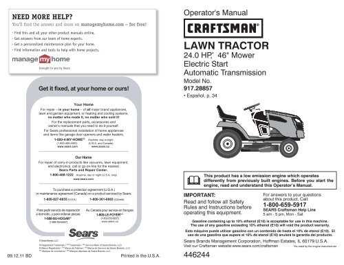 sears craftsman lawn tractor repair manual