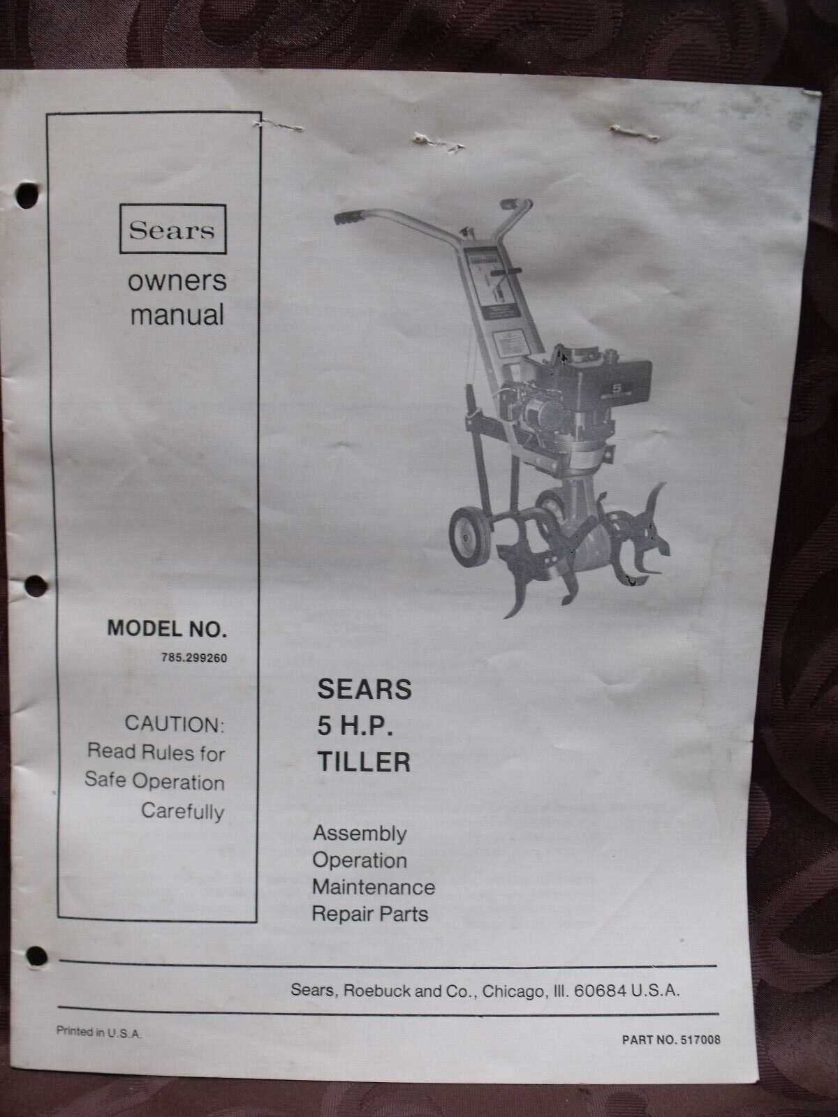 sears roto spader model 785 repair manual