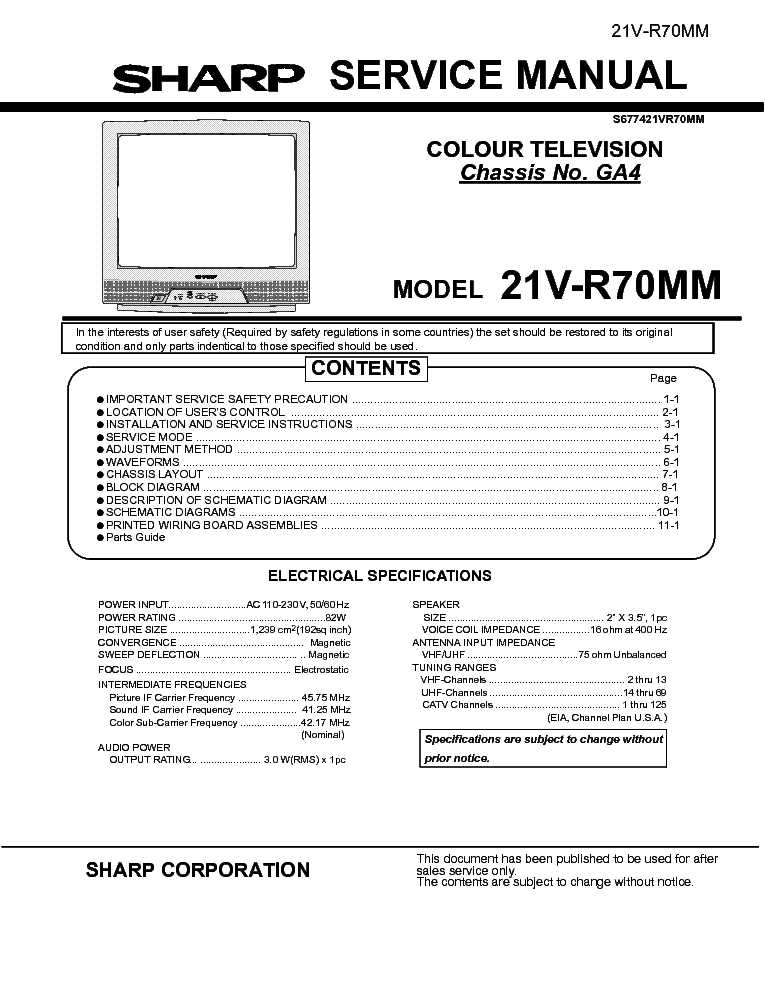 sharp tv repair manual