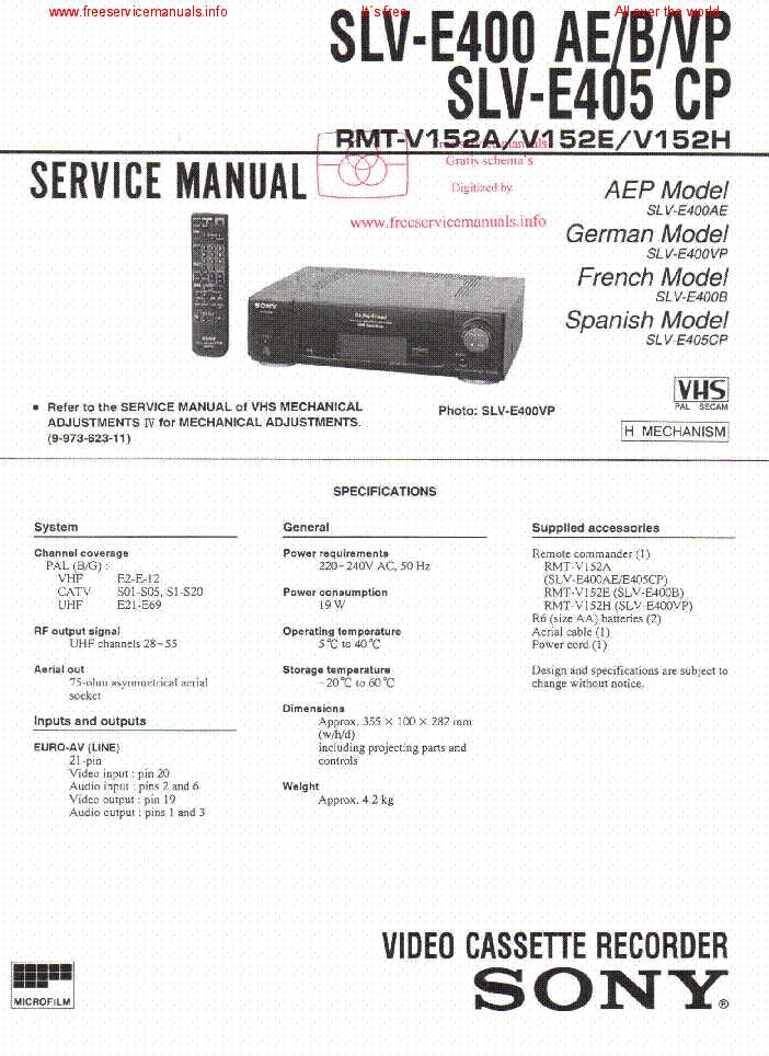 sony vcr repair manual