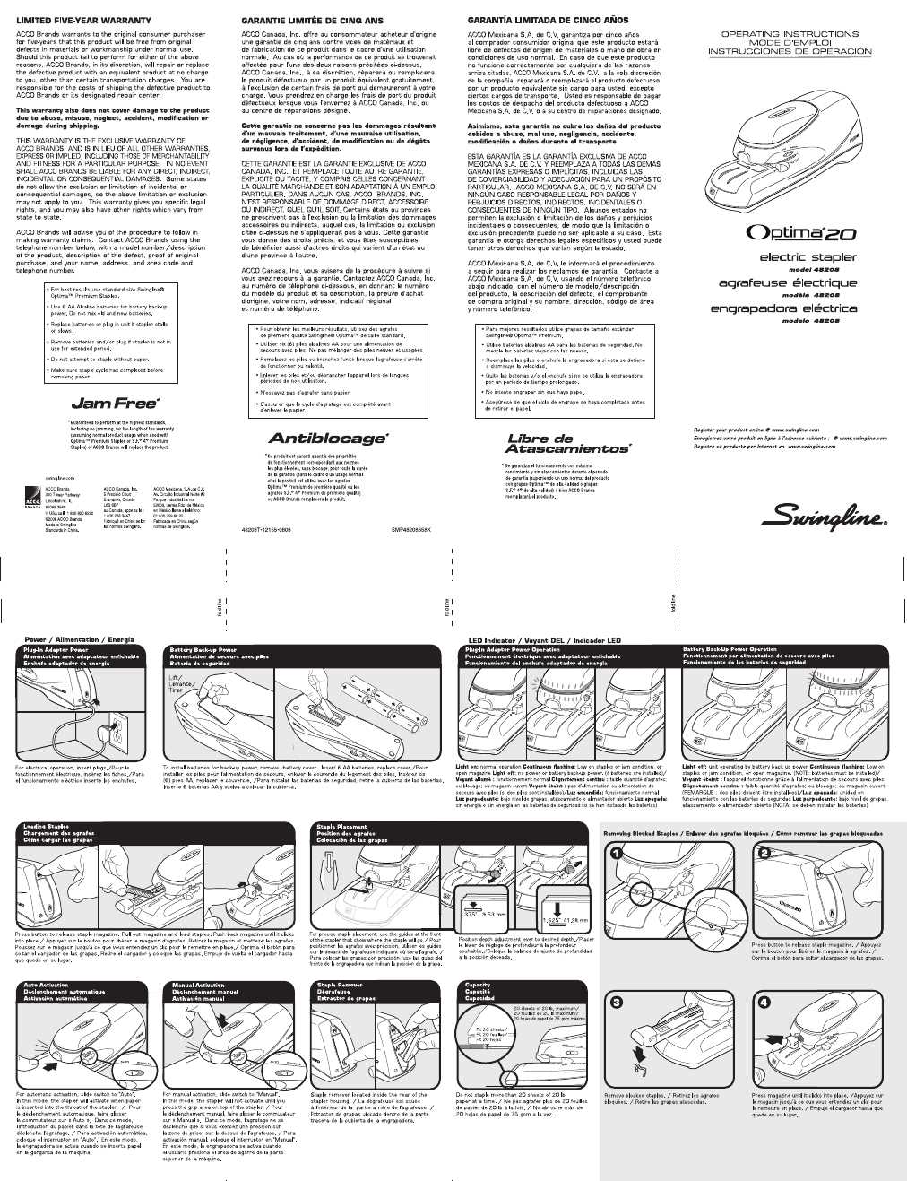 swingline optima 20 electric stapler repair manual