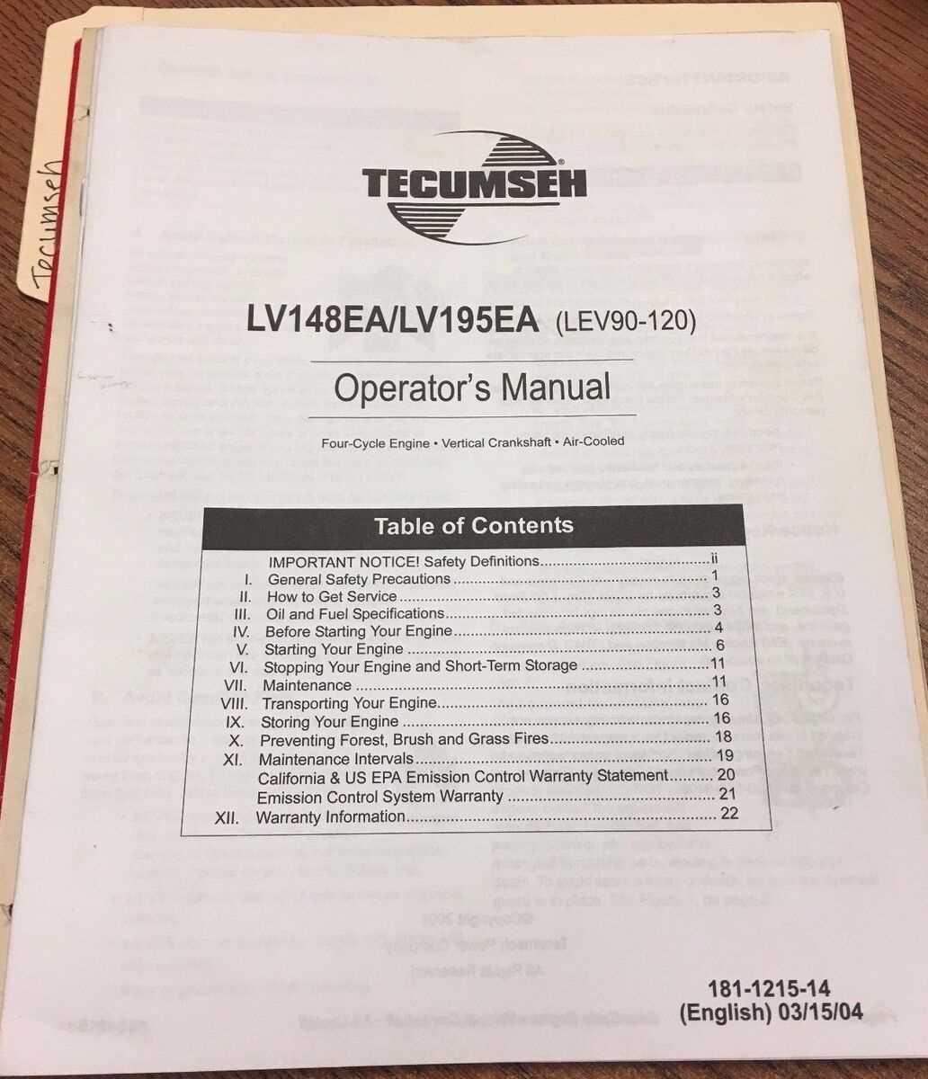 tecumseh lv148ea repair manual