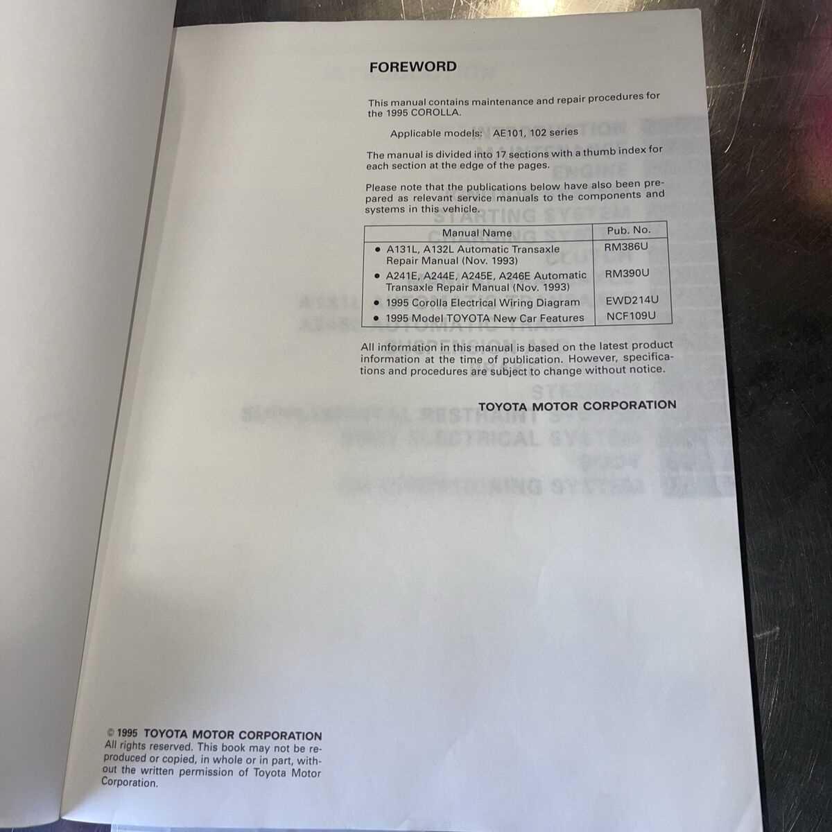 toyota corolla 1995 repair manual